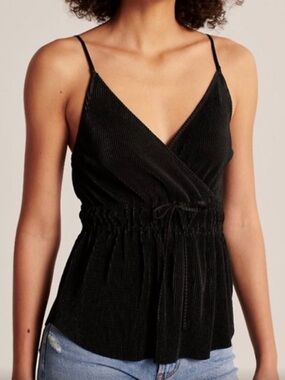 abercrombie satin pleated tank top